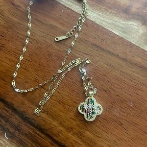 Multi Stone Clover Necklace